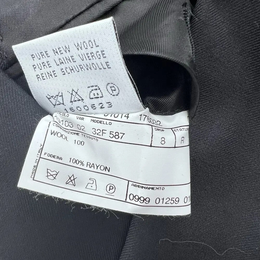 Pal Zileri Black 100% Wool Double Breasted Sport Coat Suit Blazer Mens 54 R - Picture 10 of 13